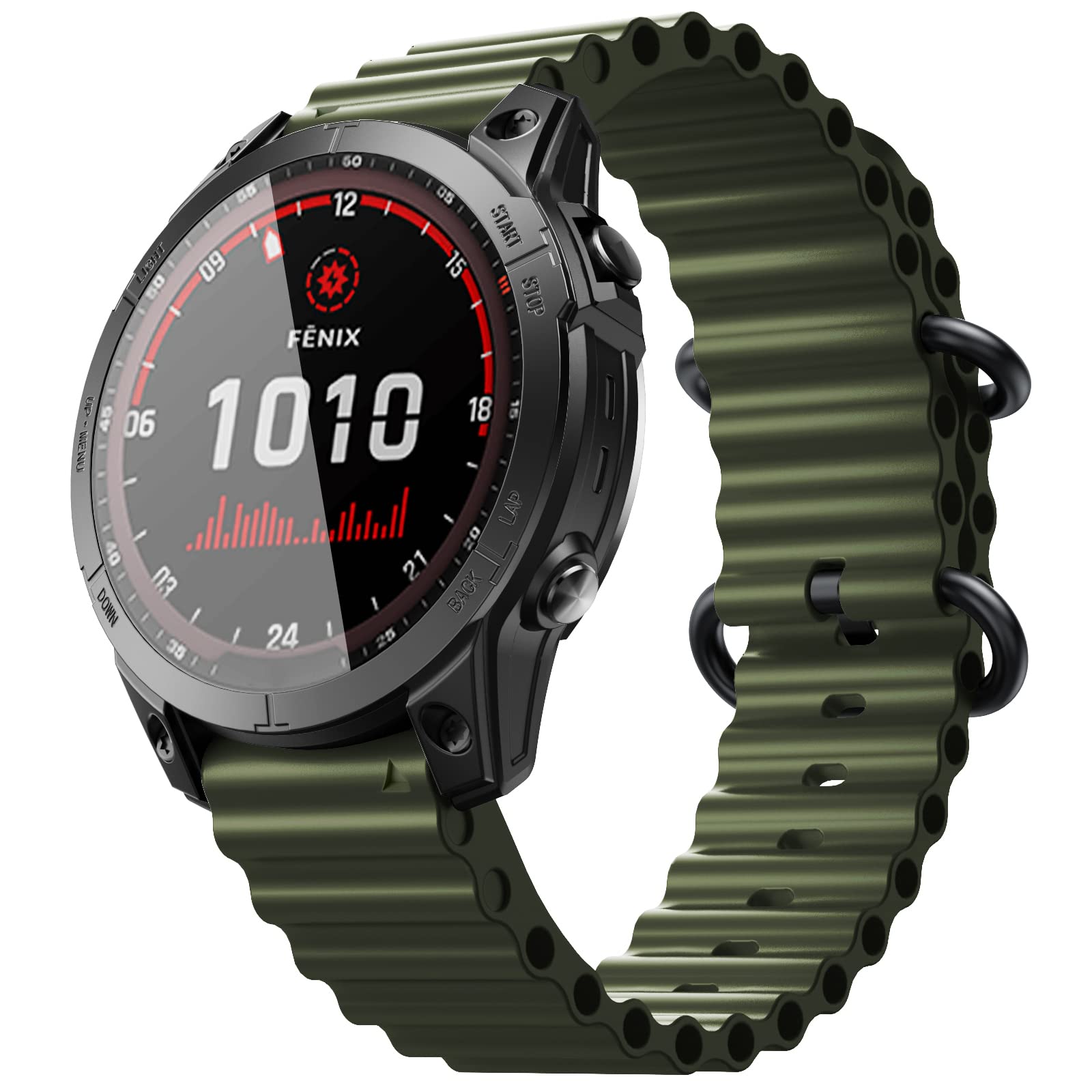 NotoCity Garmin Fenix Band for 6X/6X Pro, 26mm Ocean Silicone Sport Watch,Compatible with Fenix 5X, 5X Plus, 7X, Instinct 2X, Quatix 6X, Quatix 7X, Enduro 2, Tactix Delta